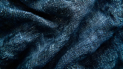 Fototapeta premium Close-up view of textured dark fabric showcasing intricate weave patterns and depth