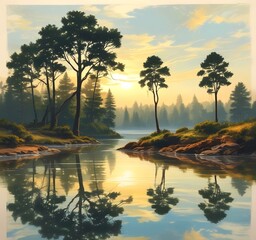 Illustration of travel landscape.