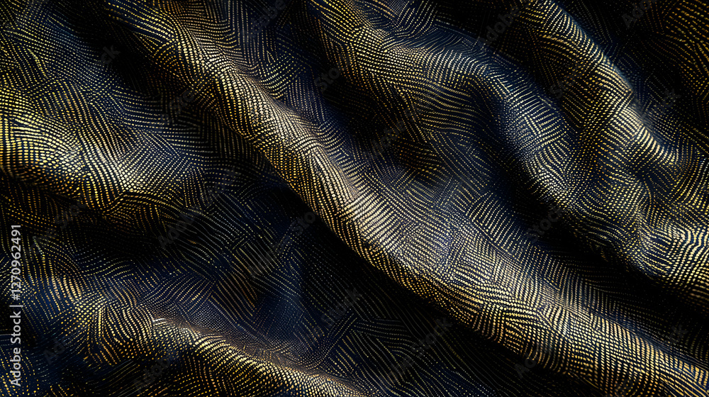 Poster close-up view of textured fabric showcasing intricate patterns and rich colors, ideal for design use