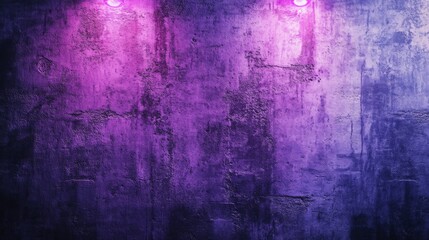 Obraz premium Vivid violet wall texture illuminated by glowing spotlights creating a unique ambiance