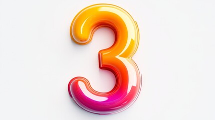 Colorful Number 3 Print, Bright Gradient Art, Vibrant Neon Number Artwork, Modern Digital Design, Typography Wall Decor