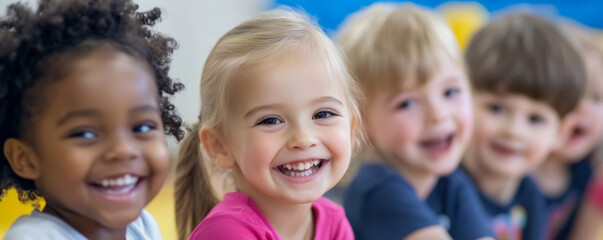 Fototapeta premium Smiling Girl in Classroom with Friends