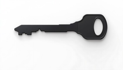 Matte charcoal key with a modern design, isolated on white