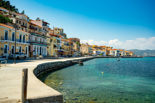 Gytheio, Greece. Waterfront buildings in summer