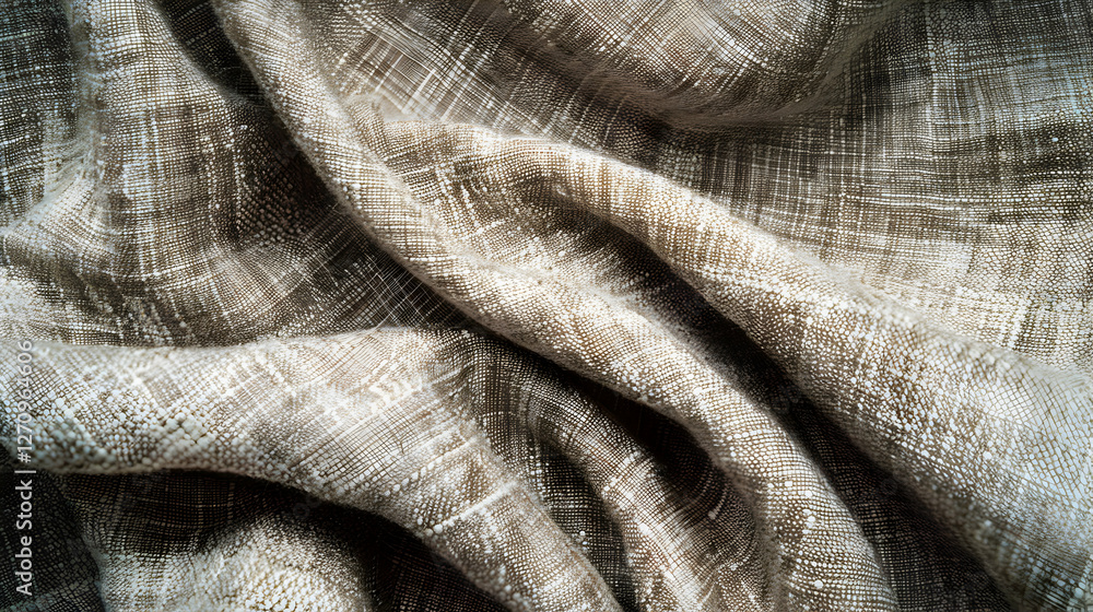 Aufkleber close-up of a textured fabric with intricate patterns and soft folds, showcasing its elegance
