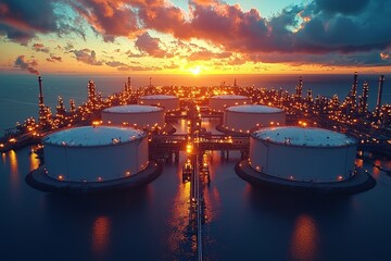 oil storage tank within a petrochemical refinery industry facility in pet