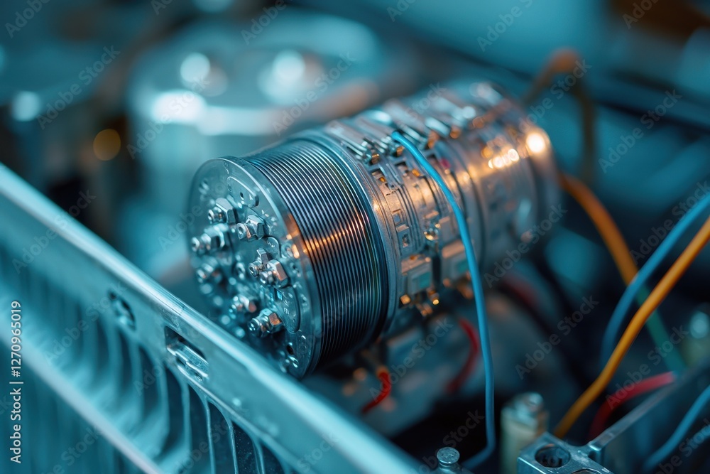 Poster detailed view of a complex electronic module with intricate wiring and components, showcasing advanc