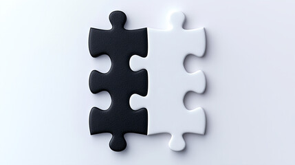 Obraz premium Interlocking black and white puzzle pieces symbolizing unity