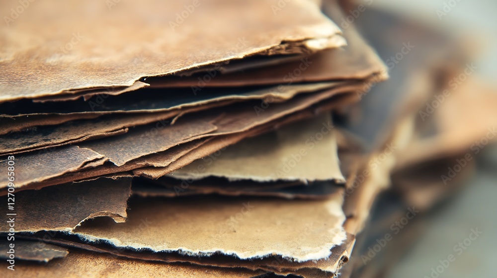 Poster old vintage papers piled together with a rustic aesthetic look : generative ai