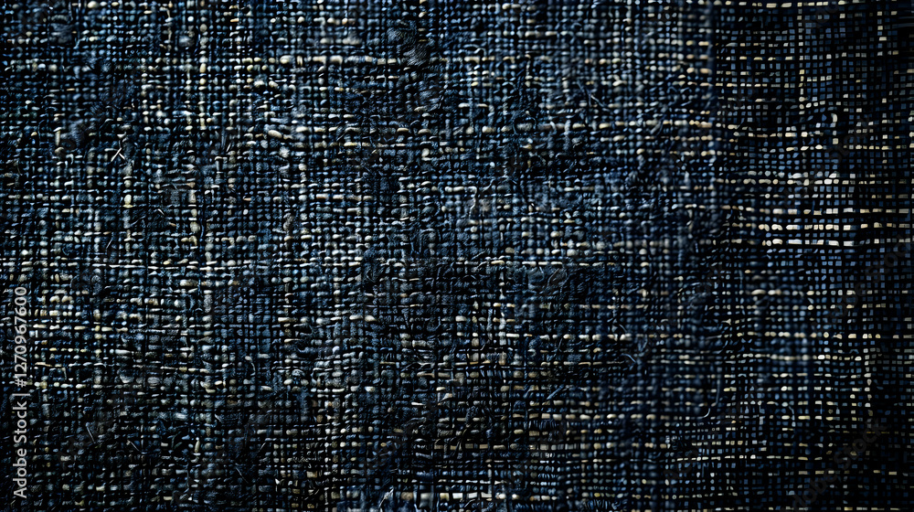 Poster close-up view of textured dark fabric showcasing intricate weave patterns and subtle sheen