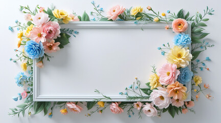 Beautiful orchid flowers on white background frame.