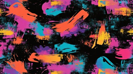 Obraz premium Abstract colorful brush strokes, vibrant paint splashes, artistic design, bold multicolor pattern, modern art print, creative display
