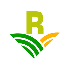 Initial Letter R Agriculture Logo Concept For Farming Symbol Vector Template