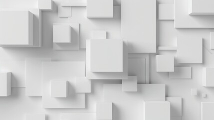 Abstract White Cubes 3D Render: Geometric Shapes Background