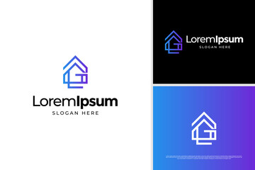 Elegant letter G arrow logo, house logo design concept. Modern real estate logo vector template
