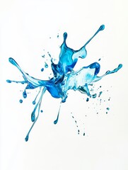 Fototapeta premium Blue Paint Splash Abstract, Modern Art Burst, Vibrant Blue Explosion, Dynamic Watercolor Effect