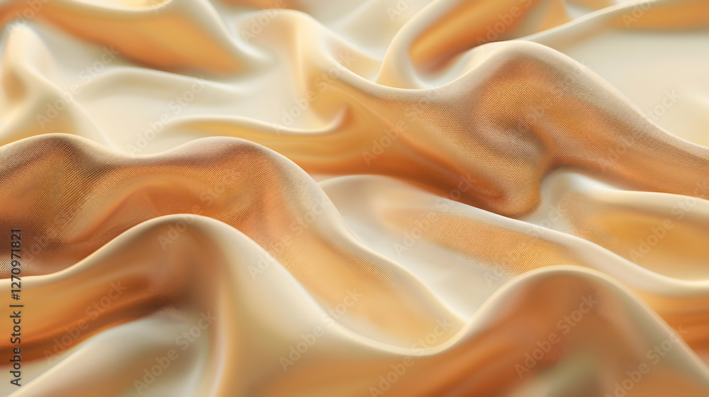 Poster flowing fabric texture in soft warm tones, creating a sense of elegance and tranquility