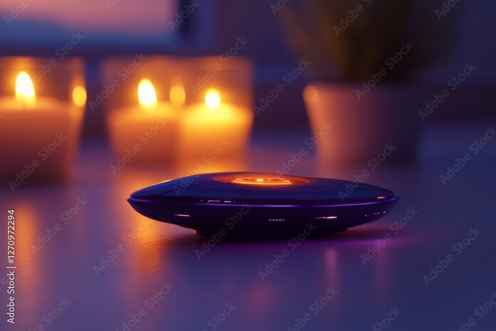 Poster relaxing evening atmosphere with calming lights and candles in a serene setting