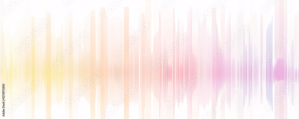 Poster minimalistic sound wave pattern in soft pastel colors over a white background