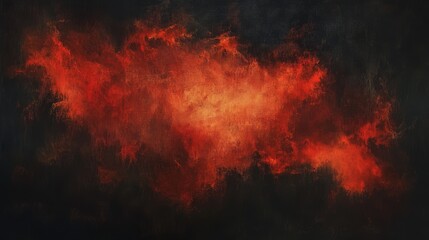 Red and Black Abstract Grunge Art, Dark Fiery Cloud Art Print, Modern Red and Black Wall Art Decor