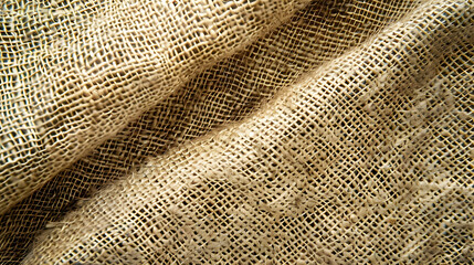 Fototapeta premium Close-up view of textured burlap fabric showcasing natural fibers and weaving patterns