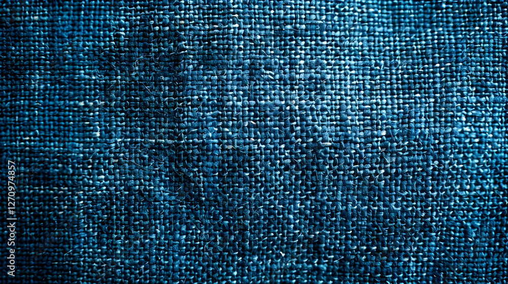 Poster close-up of textured blue fabric showcasing intricate weaving patterns and depth