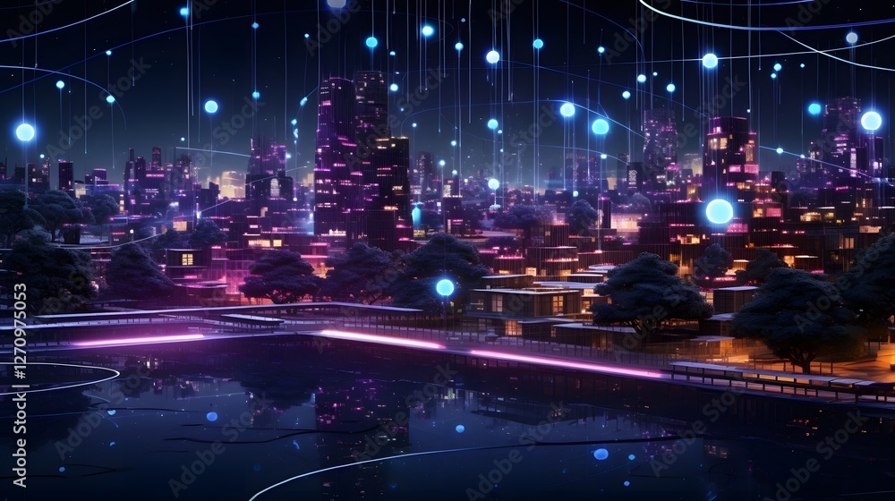 Poster a hyper detailed digital artwork showcasing a futuristic internet node a central hub for data commun