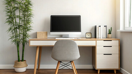 Fototapeta premium modern office interior with desk and computer