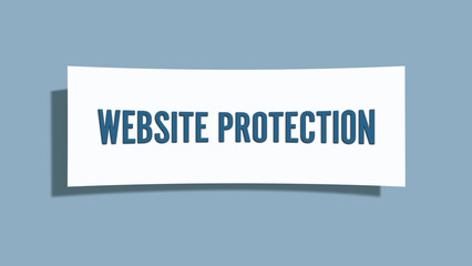 Website Protection. A card isolated on blue background.