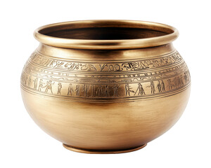 decorative ancient pot with intricate engravings and shiny gold finish, symbolizing history and craftsmanship. This unique piece evokes sense of wonder and exploration