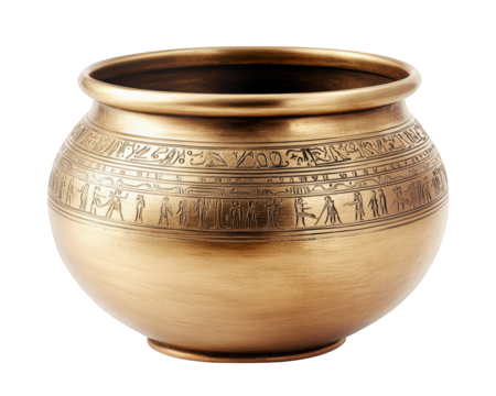 decorative ancient pot with intricate engravings and shiny gold finish, symbolizing history and craftsmanship. This unique piece evokes sense of wonder and exploration