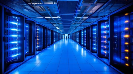 Cutting Edge Premium Data Center Filled with Ultra Modern Fiber Optic Connections for Reliable and Efficient Digital Infrastructure