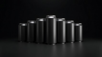 Sleek Black Cans: A Minimalist Product Display