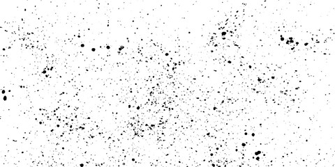 Grunge white background with dusty halftone stipple effect, black spray paint splashes on paper sheet, ink stains, realistic overlays