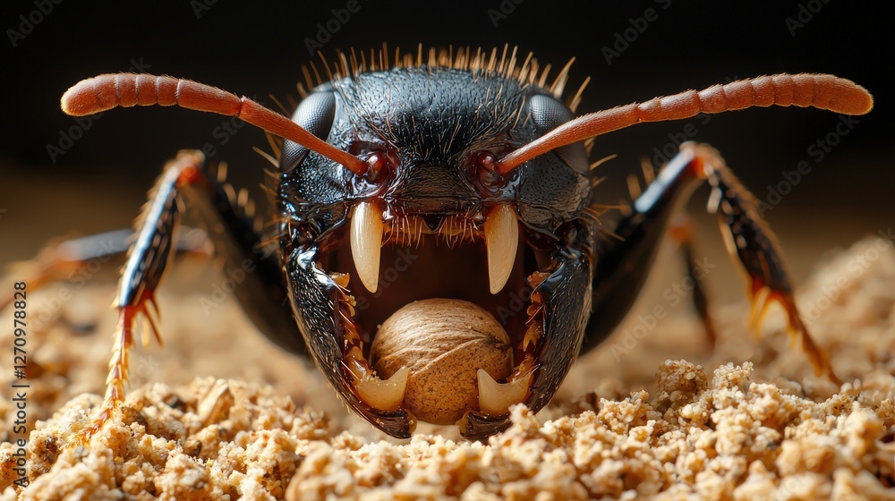 Aufkleber closeup of a bug displaying its open mouth and captivating features in natural habitat