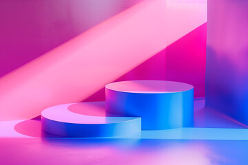 Colorful pastel object podium. Platform for product presentation. Showcase 3d rendering