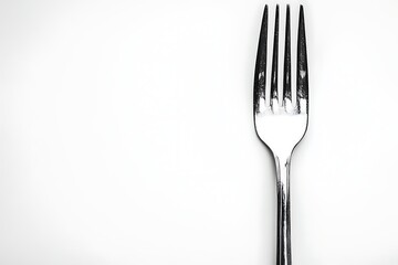 Simple stainless steel fork on white background