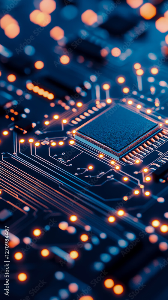Aufkleber technological advancement: central processing unit with glowing nodes