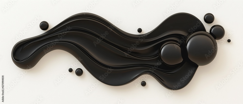 Poster abstract digital art piece that appears to be made up of a series of curved lines and dots. the line