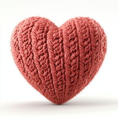 Knit heart with soft woolen pattern isolated on white