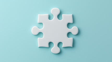 Obraz premium Minimalist white puzzle piece on a light blue background