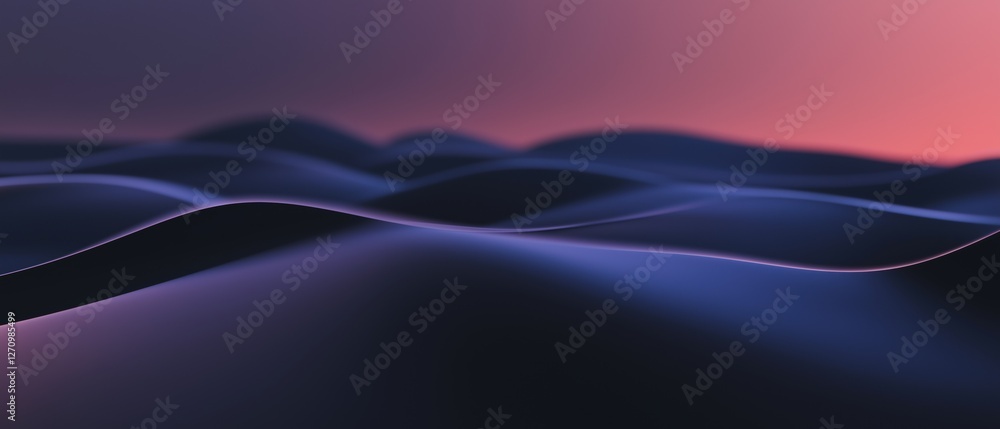 Aufkleber abstract digital art piece with a dark blue and pink gradient background. the background has a wave-