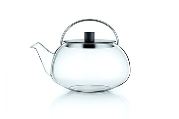Obraz premium Clear Glass Tea Kettle on White Background