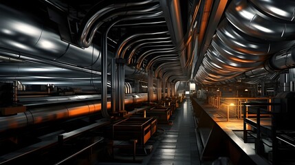 Cutting edge carbon fiber production plant featuring futuristic metallic architecture advanced smart factory technology and automated industrial machinery for efficient sustainable manufacturing