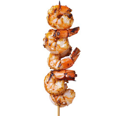 Isolated Grilled Skewered Shrimp