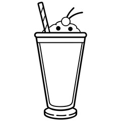 Creative Smoothie Glass Line Art Illustration