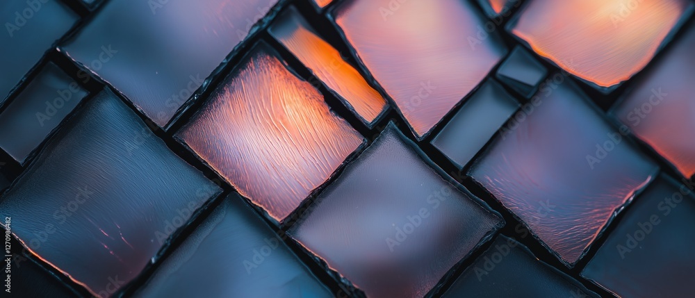Poster close-up of a mosaic tile pattern. the tiles are arranged in a diamond shape, with each tile having 