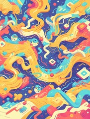 Abstract swirling shapes, vibrant colors, digital art background (1)