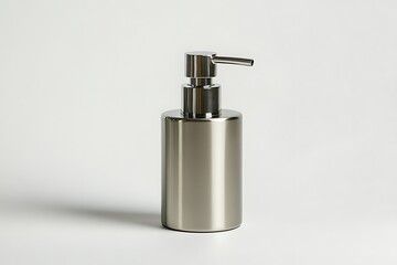 Obraz premium Modern brushed metal soap dispenser on white background