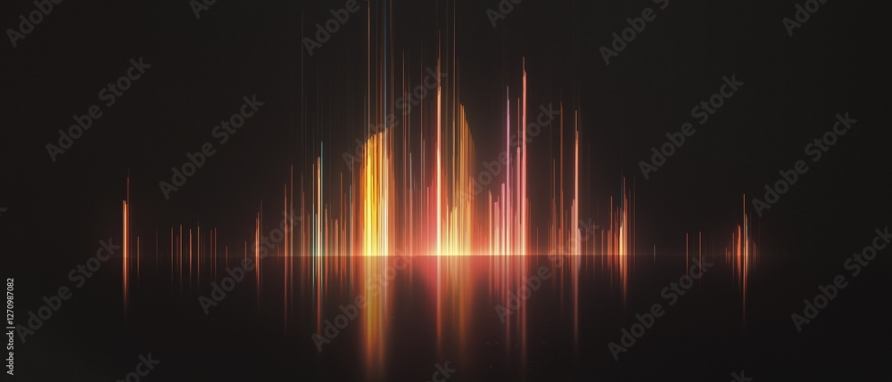 Poster abstract digital art piece with a black background. in the center of the image, there is a series of